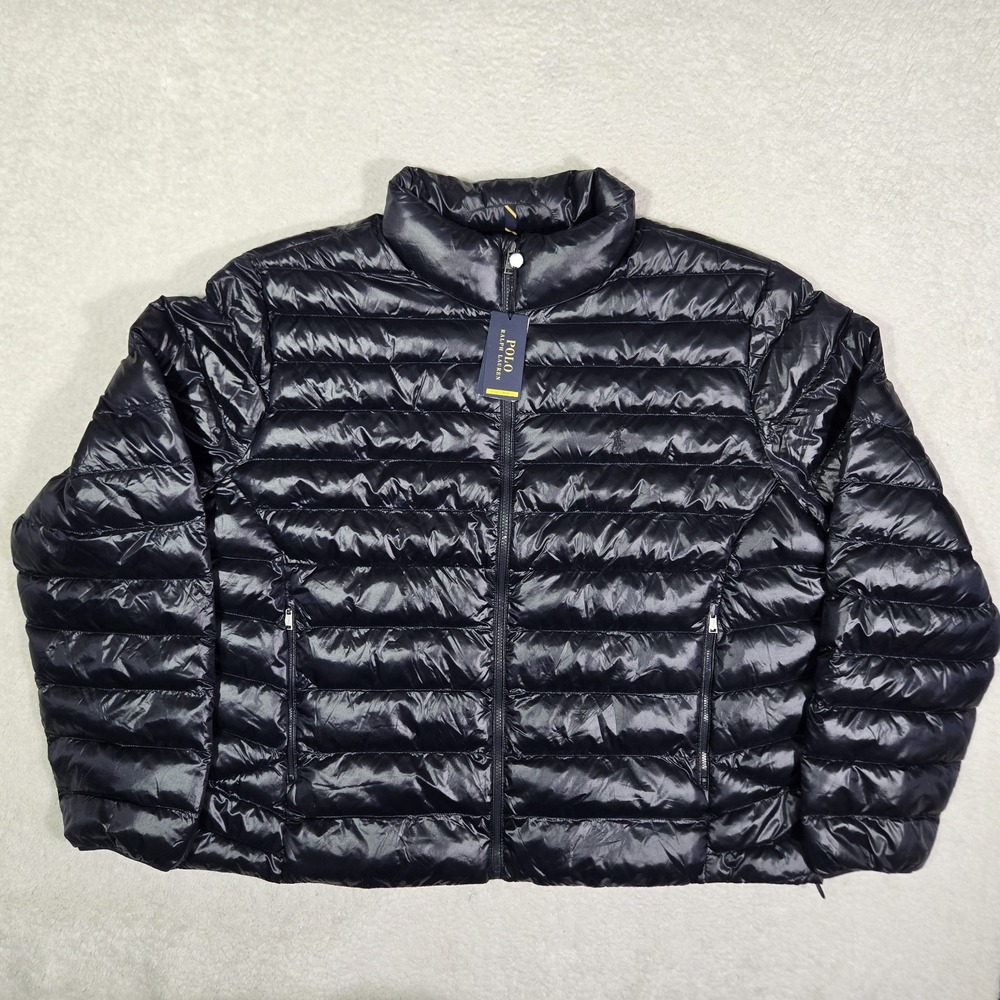 Polo Ralph Lauren Performance Men 2XB Navy Gloss Puffer Packable Down Jacket Big
